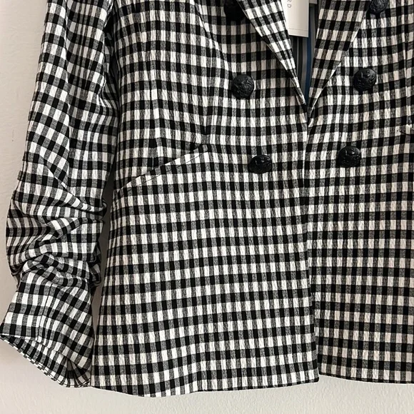 Veronica Beard Caldwell Dickey Blazer Gingham Black White NWT